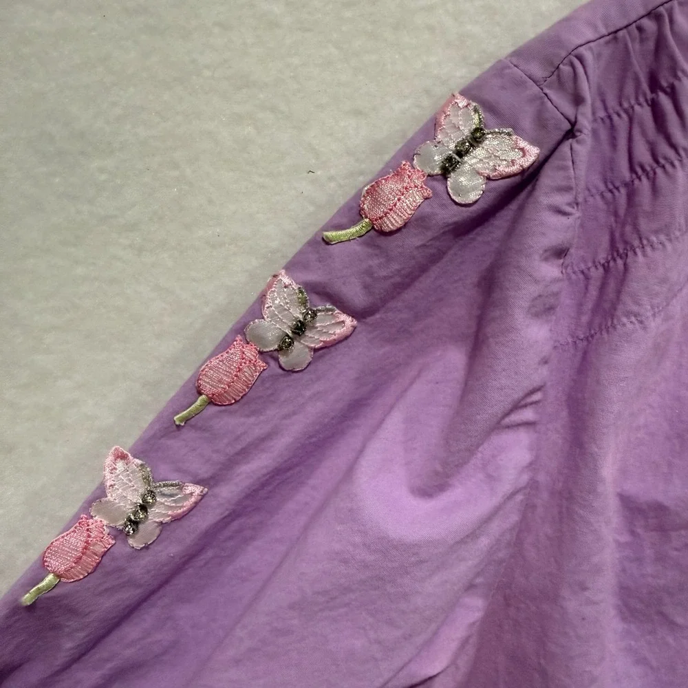 Purple Tulip Butterfly Button Up Shirt Y2K Women's Fairycore Grandmacore Cotton